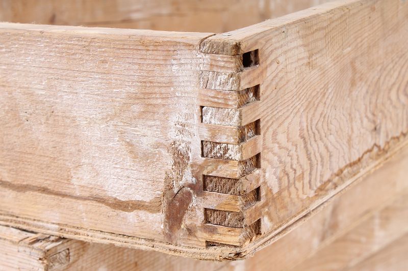 alte Holzkiste Lagerbox Holz 150 cm L Auswahl Höhe Kiste mit Verzahnung