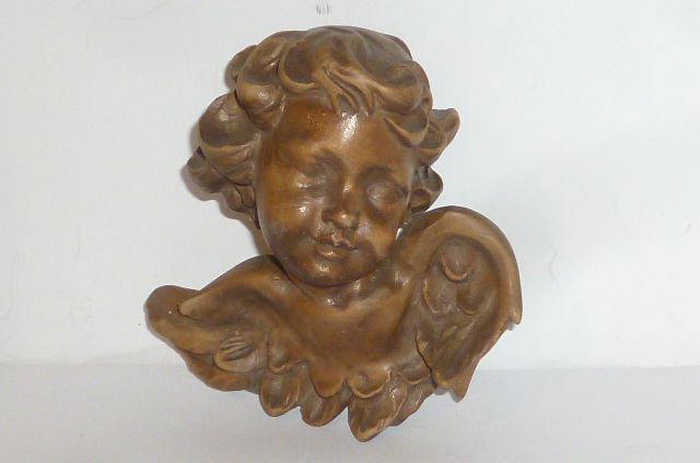 Alte geschnitzte Holzputten Puttenfigur Putte Engel carved wood