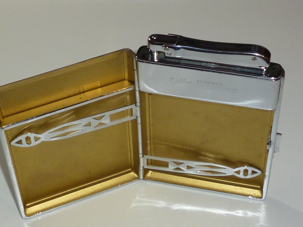 colibri monopol cigarette case COLIBRI MONOPOL Lighter & Cigarette Case Combination -ovp - 1952 - Germany  Nice