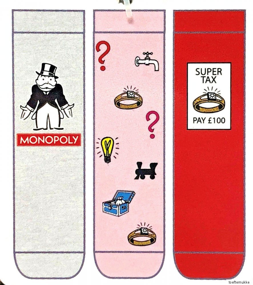 3 Paar Monopoly Damen Socken Strümpfe Hasbro Classic Lustig Bunt 37-42 Primark
