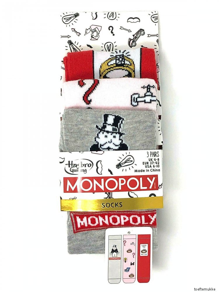 3 Paar Monopoly Damen Socken Strümpfe Hasbro Classic Lustig Bunt 37-42 Primark
