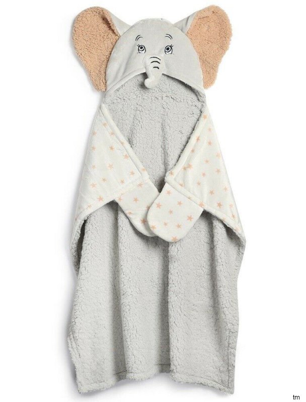 Disney Dumbo Elephant Cuddly Blanket Fleece Hood with Ears Throw