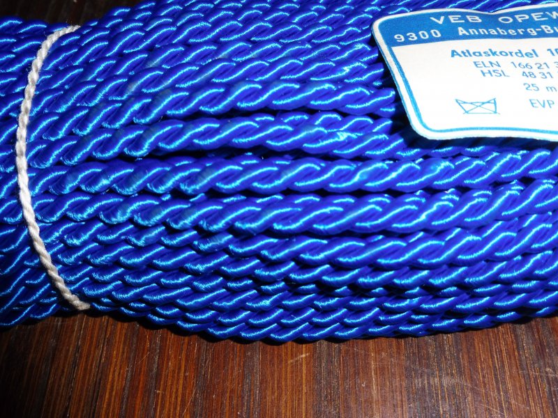 DDR Dederonkordel 100//2 schwarz 25m VEB OPEW Kordel 0,40€//m