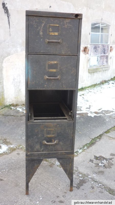 alter antiker blech schrank schubladenschrank aktenschrank loft