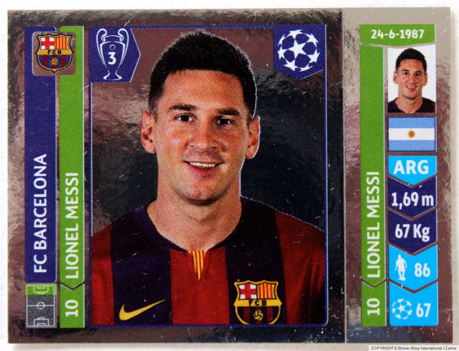 Panini Foil Sticker Card Lionel Messi #426 Champions League CL 2014/ ...