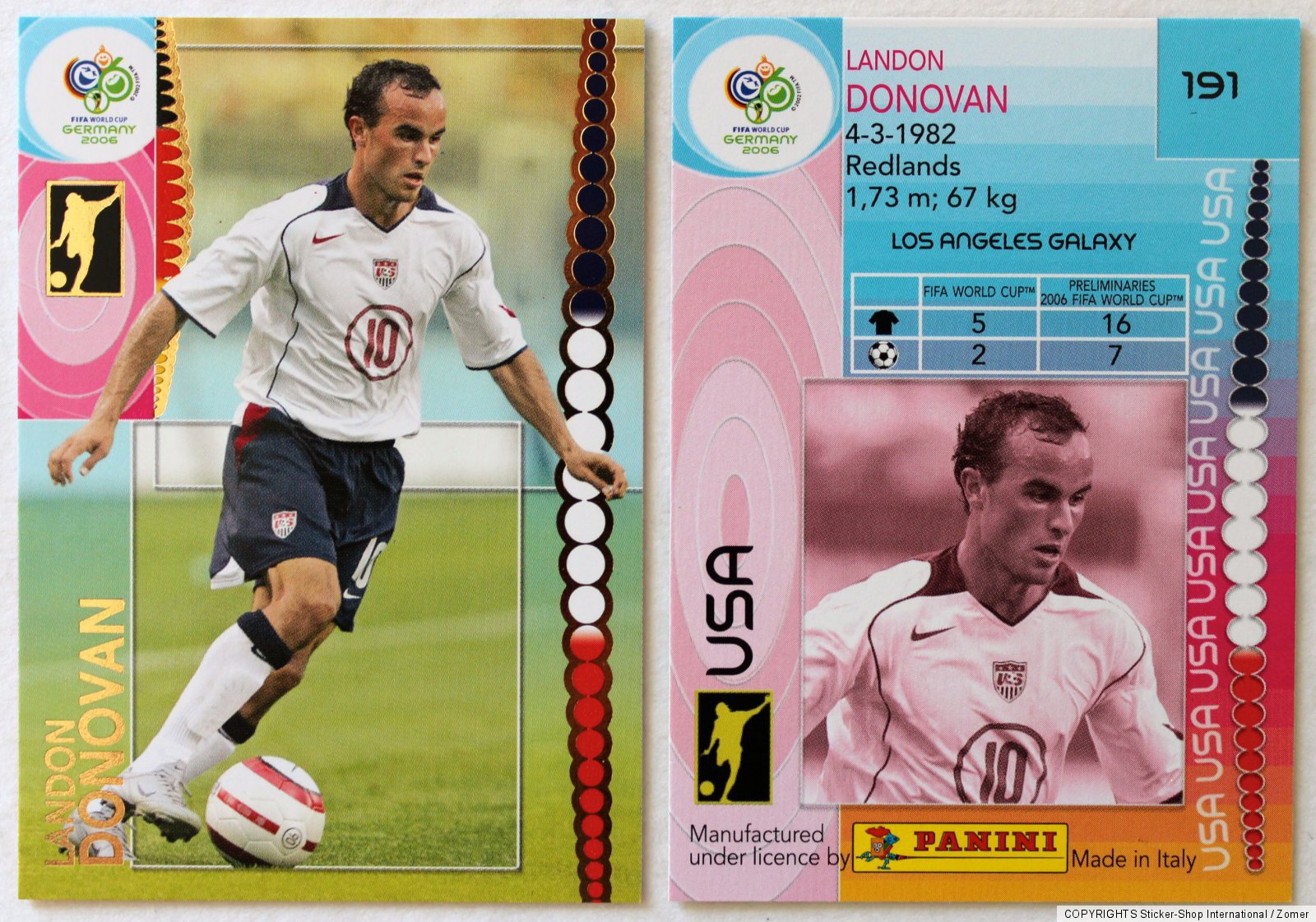 Panini Soccer Trading Card Landon Donovan USA No. 191 World Cup 2006