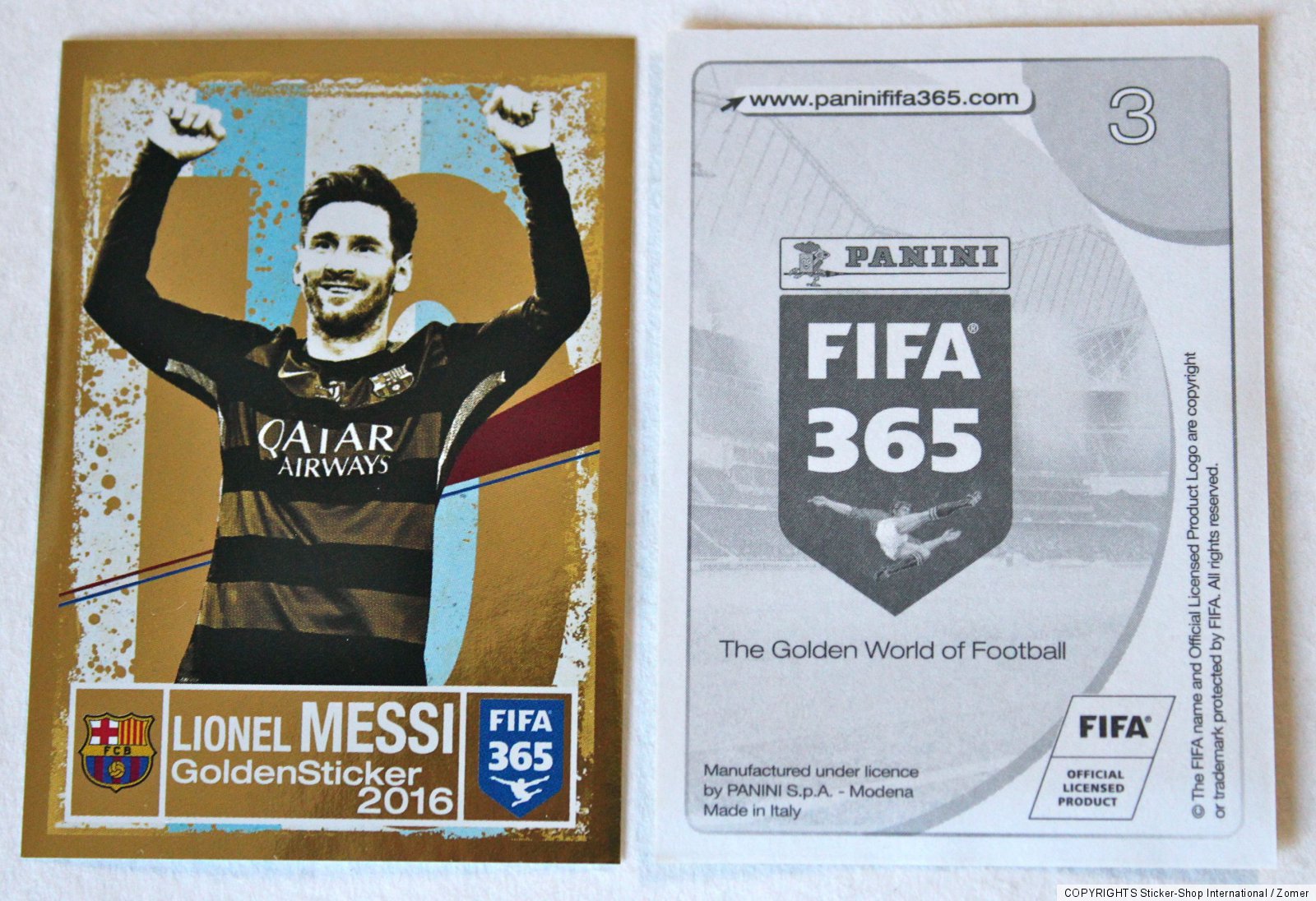 Panini Shiny Golden Sticker Type Style Lionel Messi No. 3 Fifa 365 2017