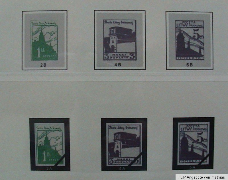 Mittellitauen 1920-1922 Vordruck T-System farbig TOP alle ...