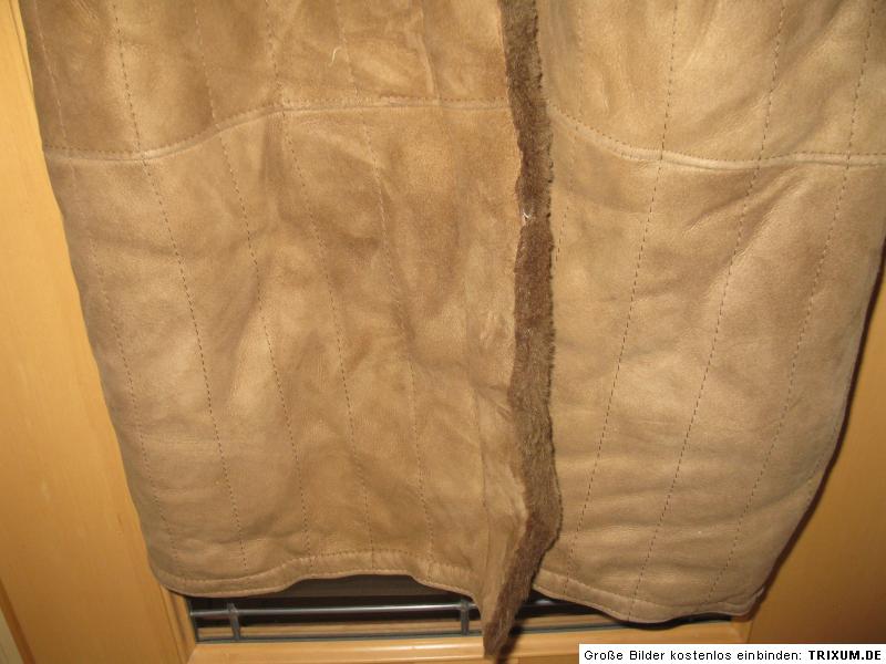 ledermantel mit fell braun