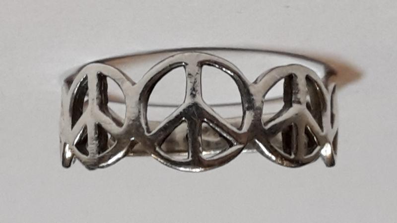 Peace Frieden  Ring Fingerring 925 Silber Ø 18 mm 3,3 gramm Ringgröße 57 OS 111