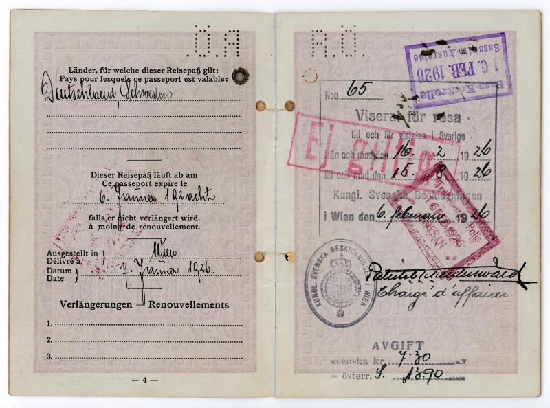 Reisepass Österreich 1926,Schweden,Tschechien,passport ...