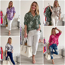 Damen Made in Italy oversize Fischerhemd Bluse mit Bluemn 