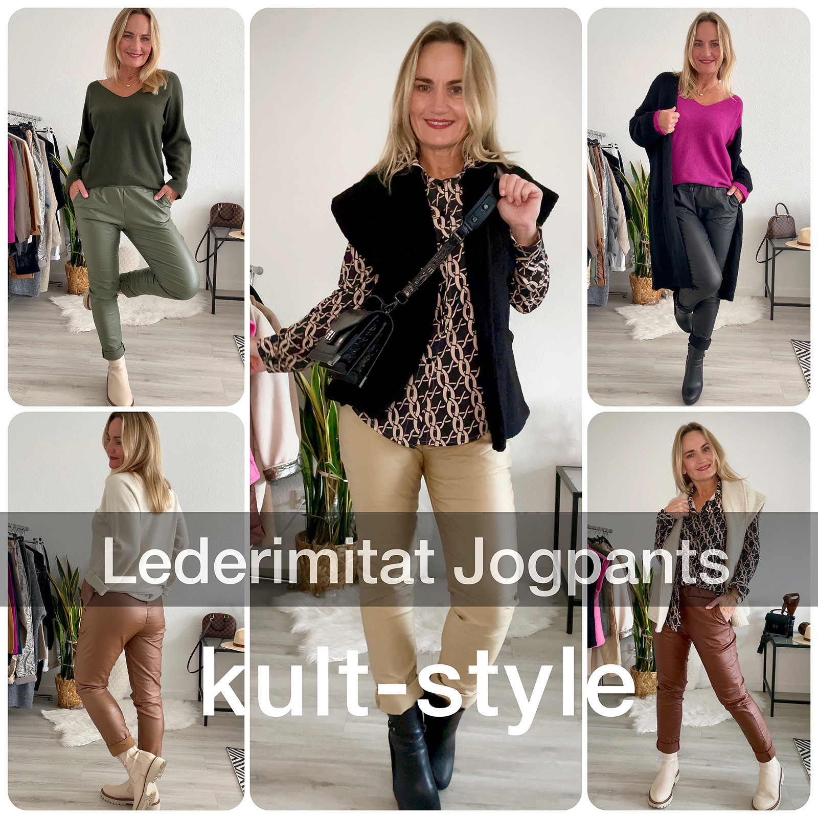 Damen Made in Italy Jogpants Hose braun