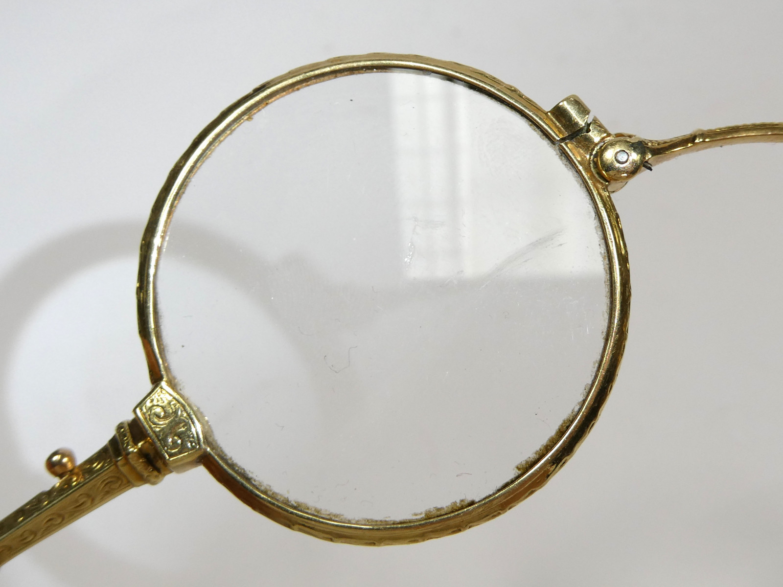 Lorgnon Ancien Dépliant En Plaque Or - Lunettes De Main Vintage