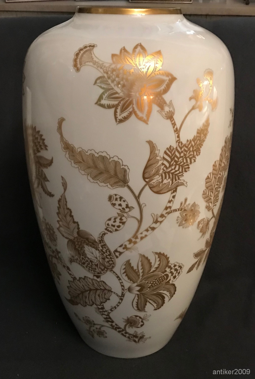 Heinrich Porzellan Vase Blumendekor Gold