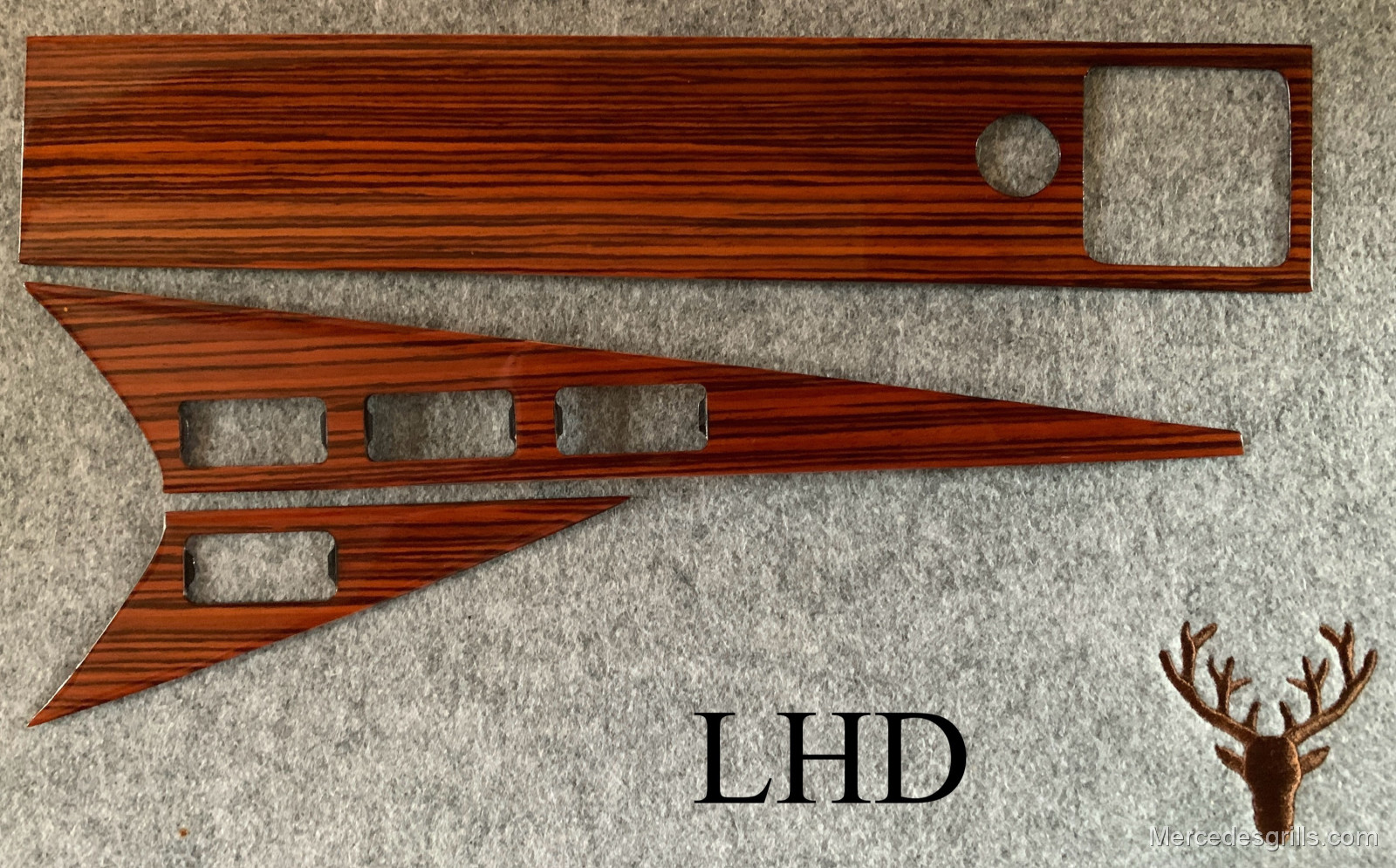 Mercedes 190E W201 Zebra Zebrano Wood Interior Dashboard 3pc Trim